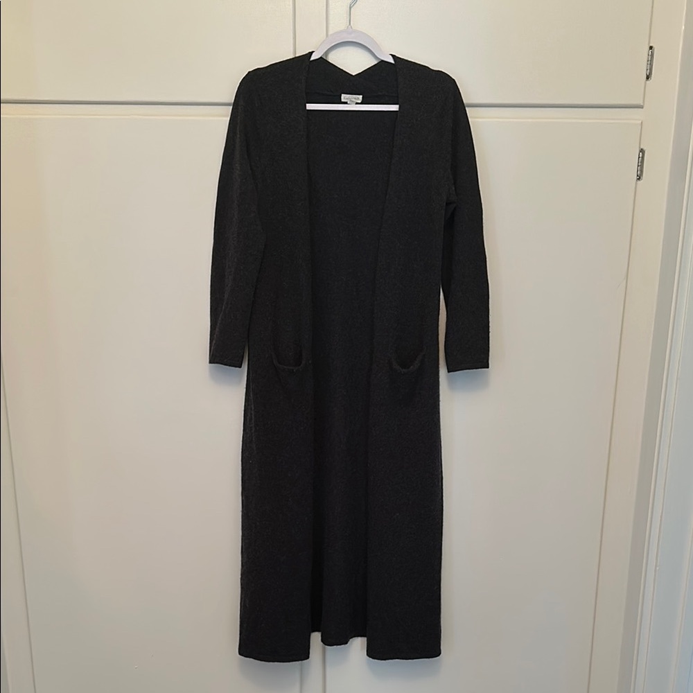 Garnet Hill charcoal gray  Long Open-Front  Duster M